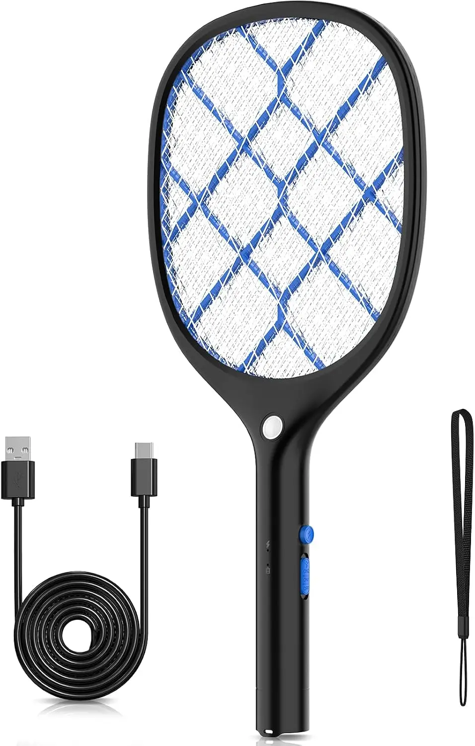 Electric Fly Swatter Bug Zapper Racket 4000V Rechargeable Mosquito Killer with LED Light for Indoor Home Office Backyard Camping