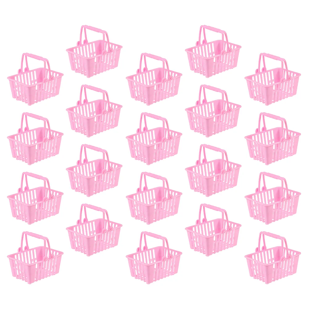 20 Pcs Girl Mini Shopping Basket Child Baskets Kids Grocery with Handles Storage Plastic for