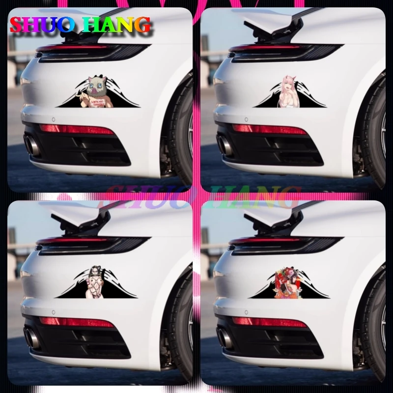 

3D Nezuko， Demon Slayer ，Zero Two， Japanese Female Samurai Car Stickers Motorcycle Decal Campervan Graffiti Windows Accessoires