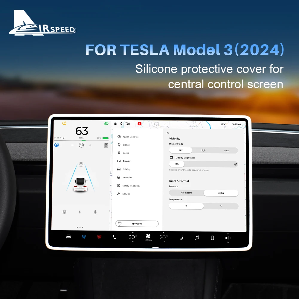 Силиконовая защитная рамка экрана для Tesla Model 3 Highland 2024-up, Защита краев экрана, центральное управление, защитная крышка, автомобильные аксессуары