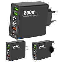 200W 6-Port USB C Charger Super Fast Charging PD3.0 for iPhone 16 SE4 Samsung S25 Xiaomi 15 Ultra Type C Mobile Phone Charger