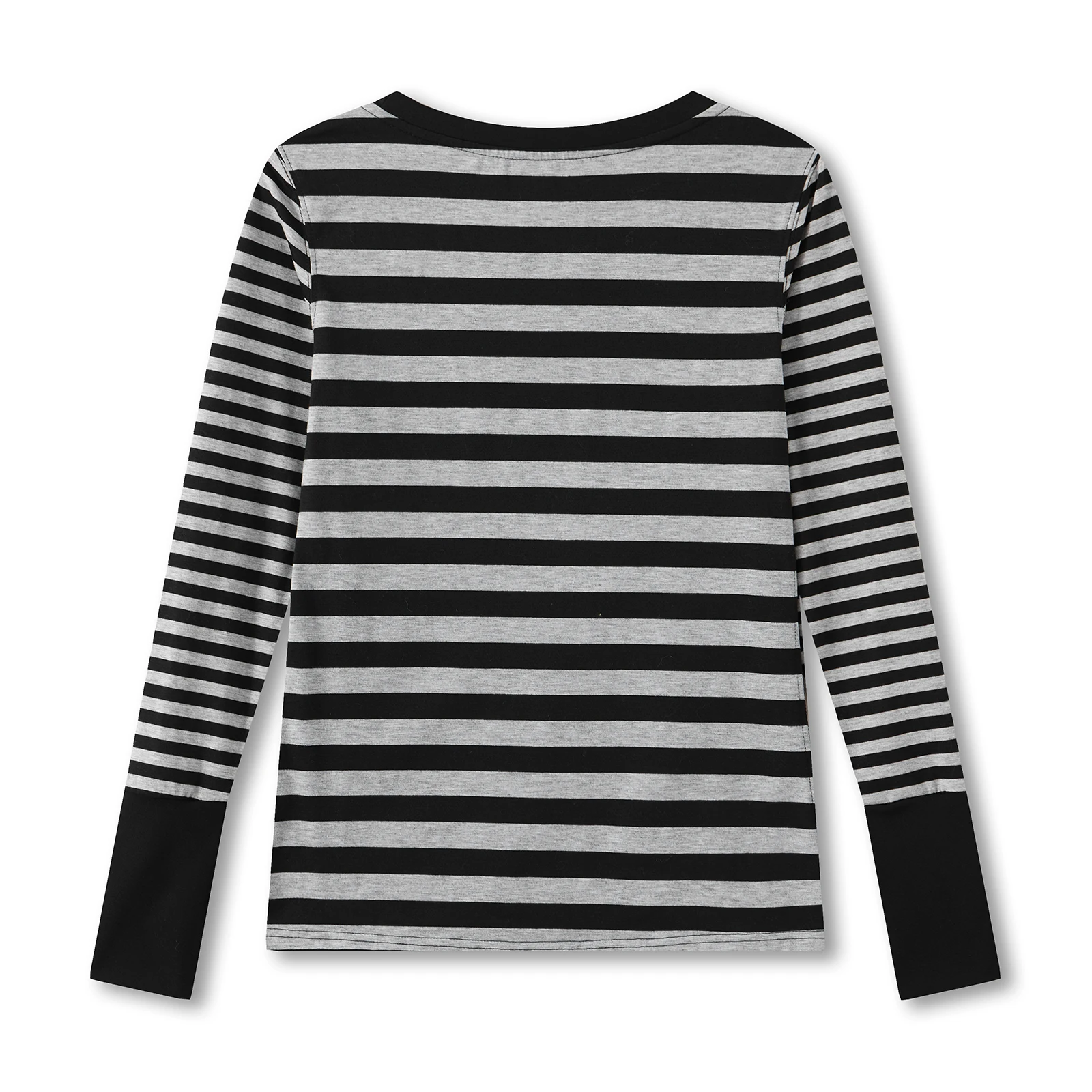 قمصان نسائية كلاسيكية مخططة بأكمام طويلة ورقبة دائرية قمصان خريفية غير رسمية لحفلات المكتب اليومية