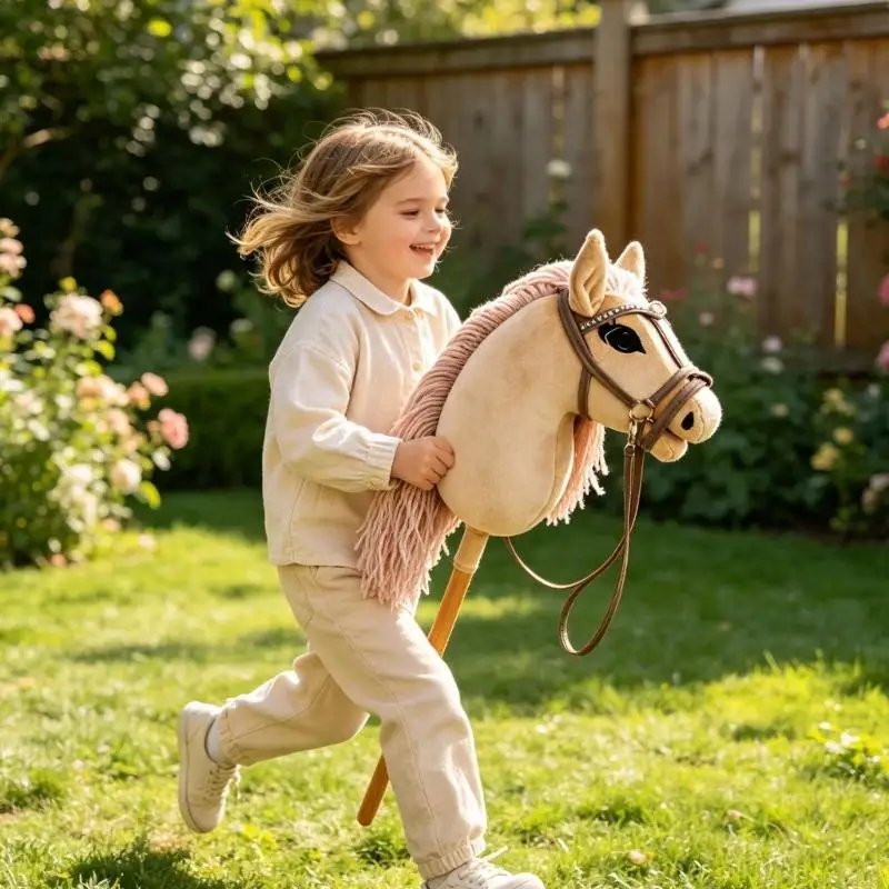 Pretend Play Horse Toy with Easy Grip Horse Head and Pink Accent, Prop for Stage Use, Photos and Role Play Games 6XDA