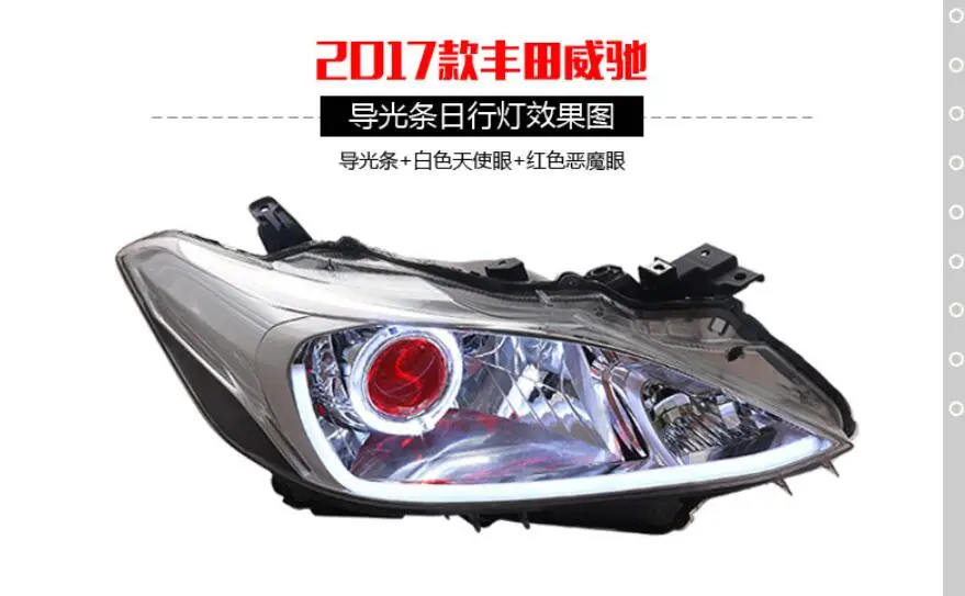 2pcs Bumper Lamp For VIOS Headlight 2017~2019year Car Accessories Head Lamp DRL Running Lights Bi-Xenon Fog Lights Angel Eyes