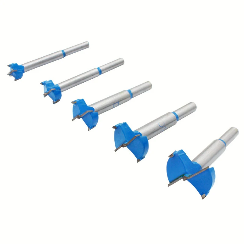 Blue Alloy Wood with Locating Pilot Bit, Flat Wing Drill Door Lock & Cabinet Hinge, Timber Boring Cutter