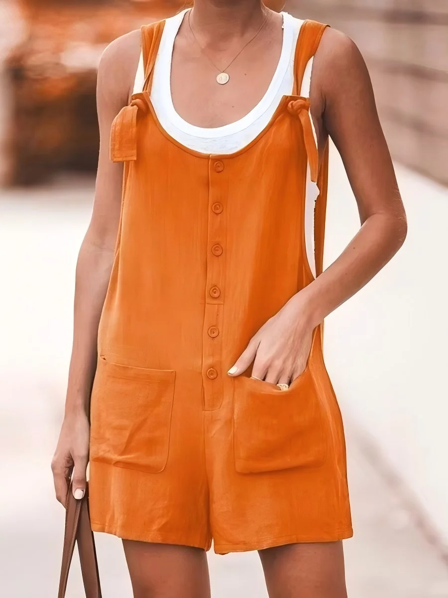 2025 New spring and summer temperament hanging neck sleeveless solid color backless loose top high waist pants suit female S-5XL