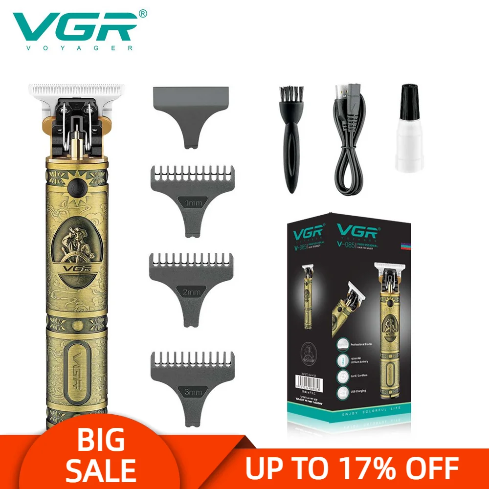 VGR 085 tagliacapelli professionale ricaricabile cura personale Vintage incisione forbici T9 Trimmer riduzione USB barbiere VGR V085