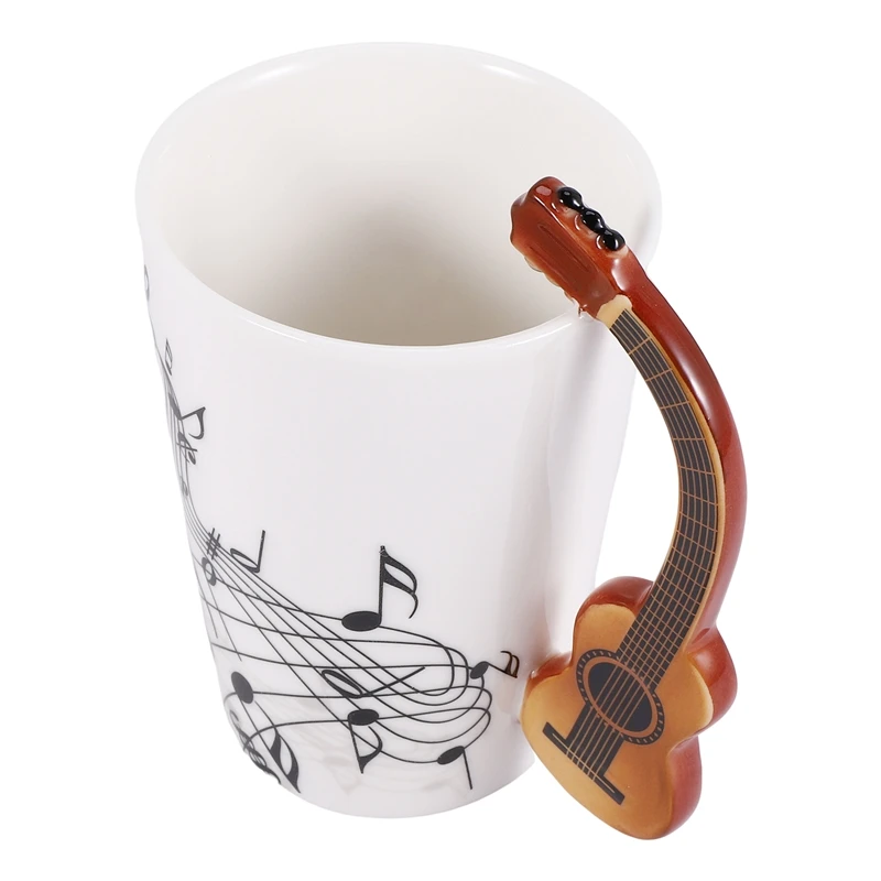 Creative Novelty Guitar Handle Ceramic Cup Free Spectrum Coffee Milk Tea Cup Personality Mug Unique Musical Instrument Gift Cup