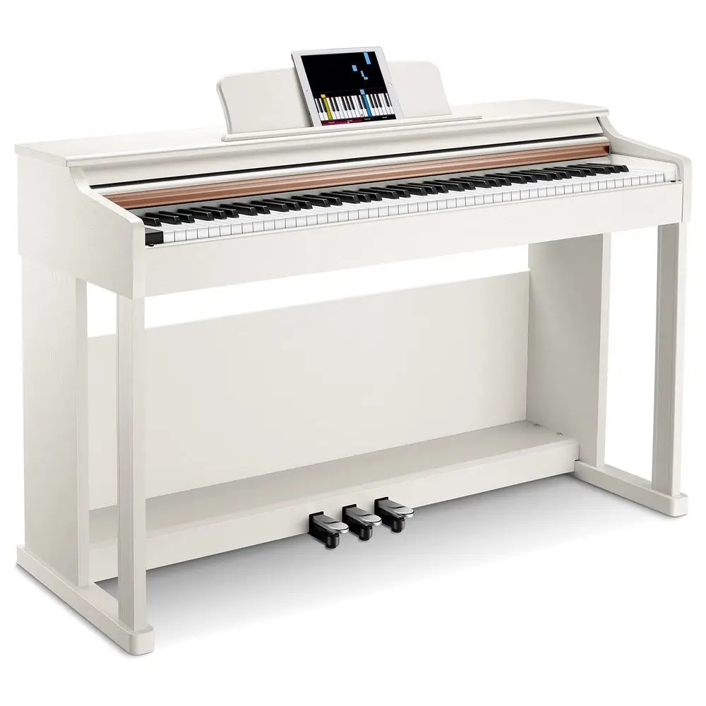 

DDP100 88Key Weighted Action Digital Piano, Beginner keyboard piano Bundle with Furniture Stand, Power Adapter, White