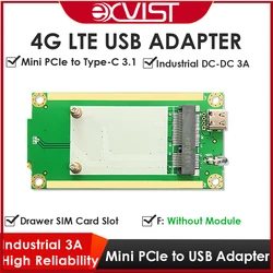 4G LTE Industrial Mini PCIe to USB Adapter(Type-C USB3.1) W/SIM Card Slot Type-C to USB Cable For WWAN/LTE 3G/4G Wireless Module