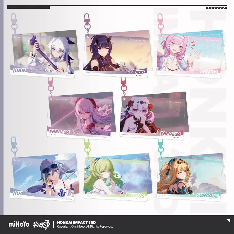 [Genuino] Honkai Impact 3rd oficial Merch miHoYo Original CG tema serie acrílico colgante llavero Elysia Mobius Kiana Cosplay