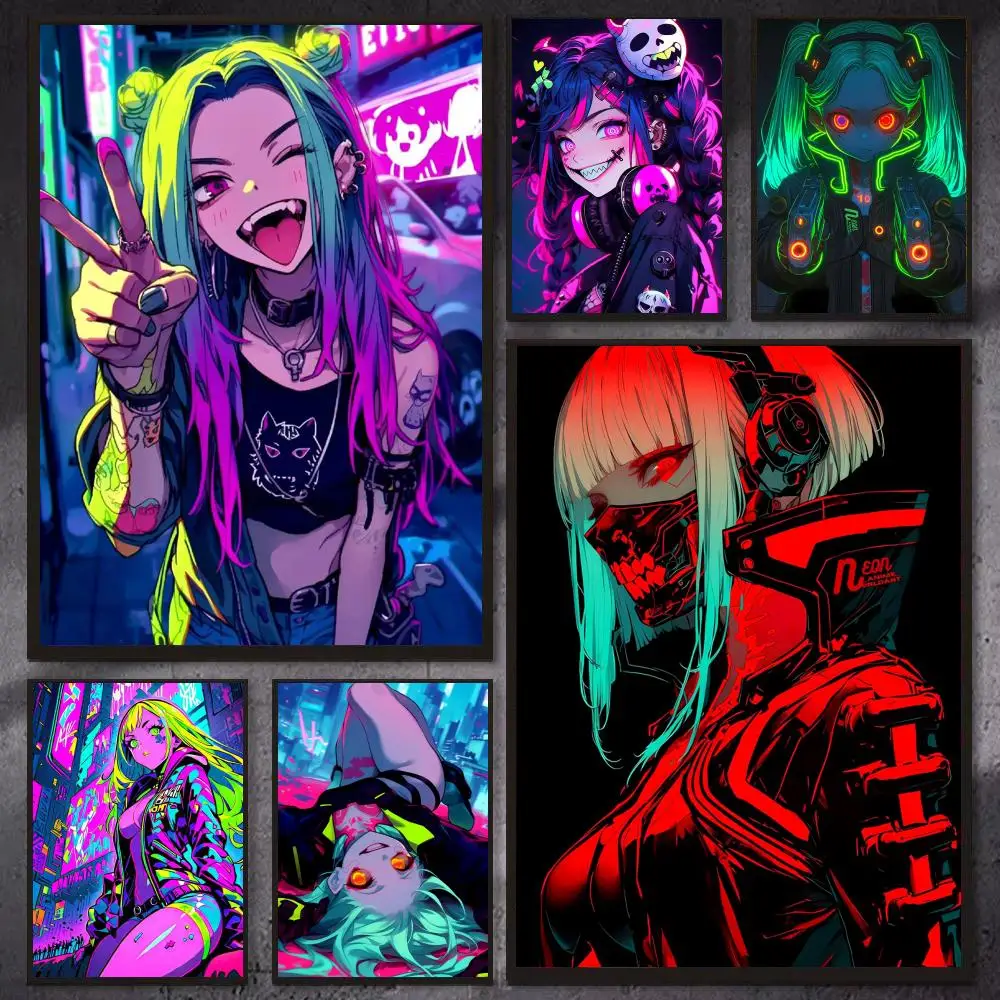 Cyberpunk Cool Girl Poster Modern Aesthetic Canvas Wall Art Poster Cool Room Stuff Bedroom Decor