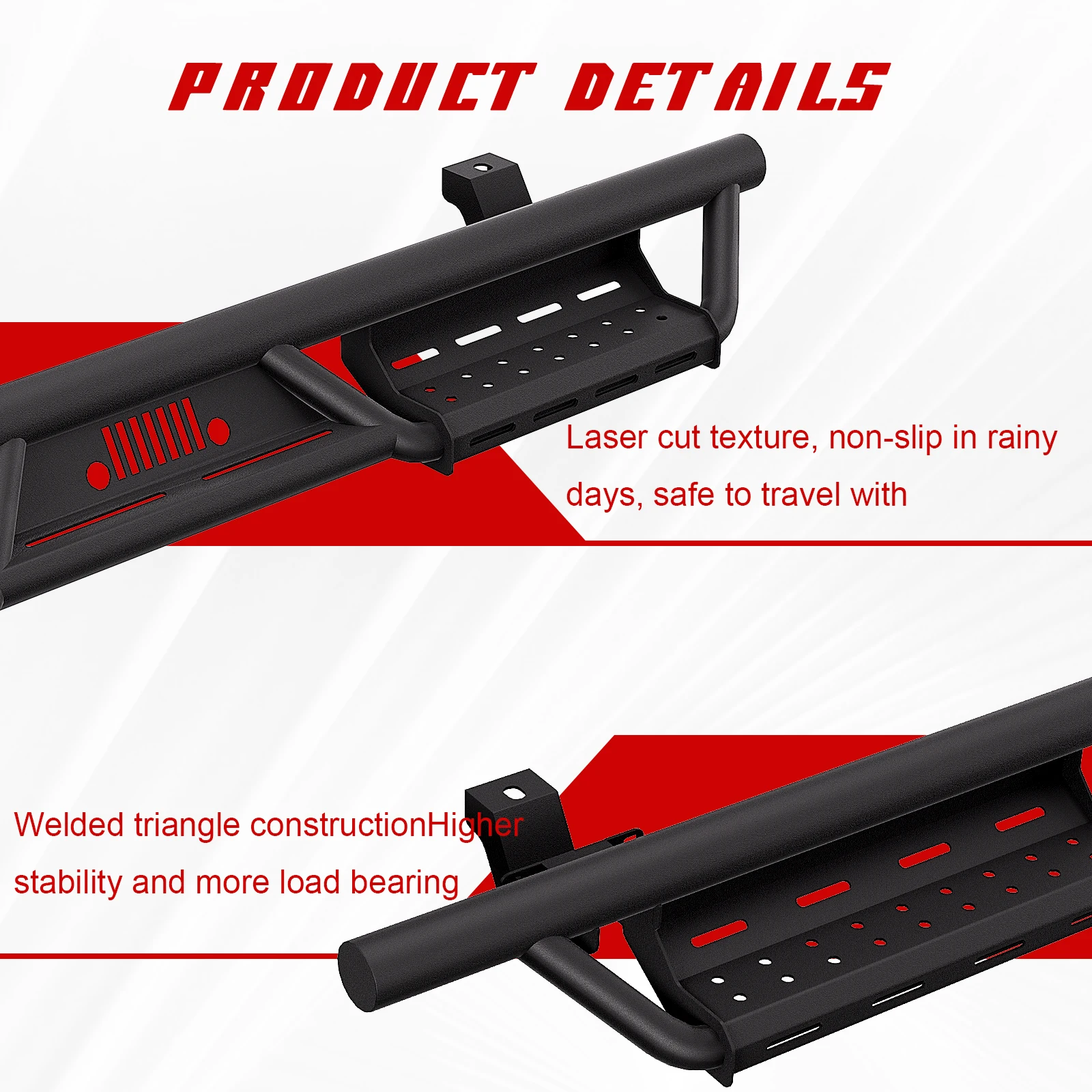 Armor Running Boards for 2018-2024 Jeep Wrangler JL 4 Door Nerf Bar Side Steps