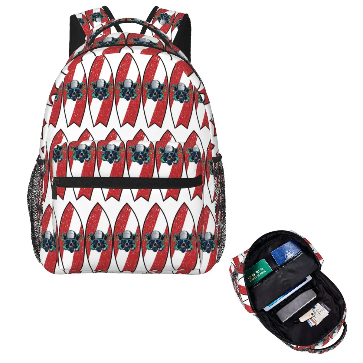 

Diver Down Skull Scuba Surfboard Flag Design Student Backpack School Bag Hiking Travel Daypack Fashion Bookbag Shoulder Bags