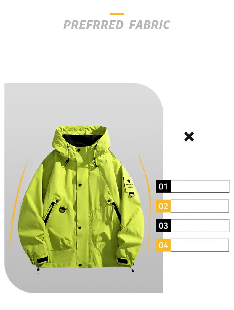 Unisex Outdoor-Kapuzenjacke im Bergstil, winddicht und wasserabweisend, modische Oberbekleidung zum Wandern und Radfahren – Detail 5
