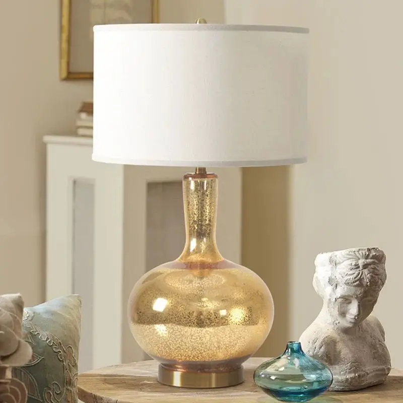 modern creative golden glass table lamp  bedside lamp neoclassical LED table lamp  free shipping
