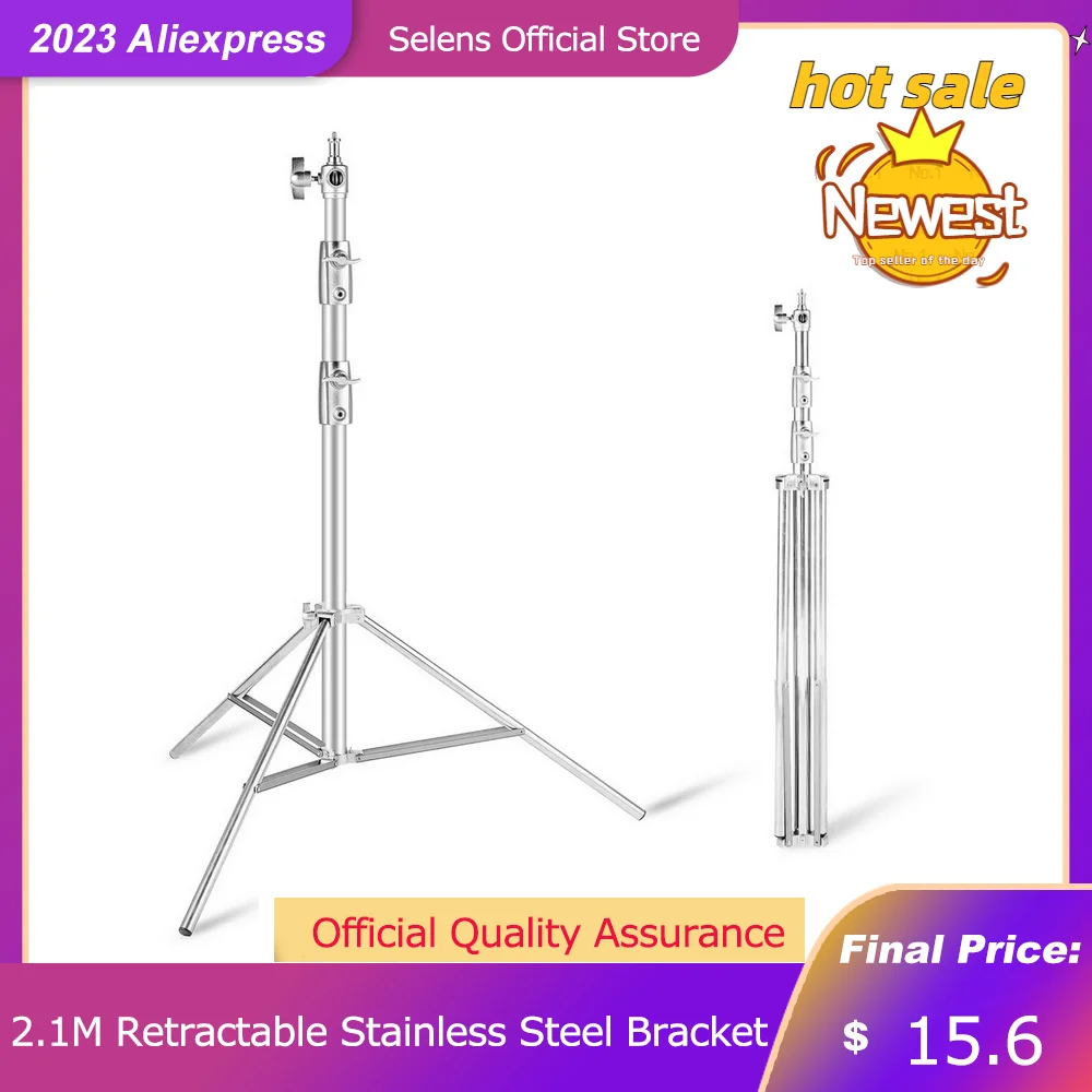 

Selens Stainless Steel Light Stand 210CM Heavy Duty Tripod Bracket For Photo Studio Kits Softbox Monolight Photography Props 삼각대