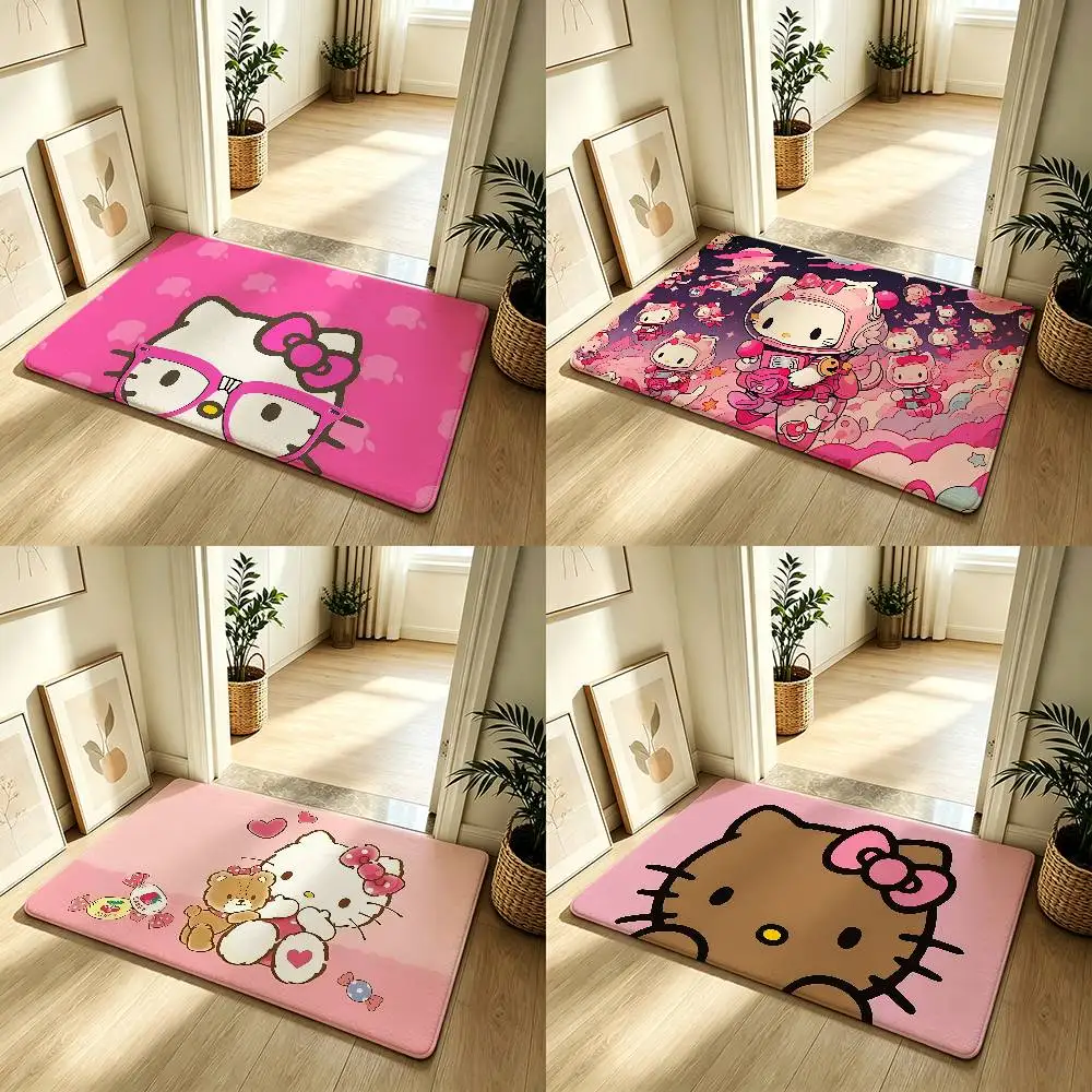 Cute H-hello-K-kitty Kawaii Carpet Bathroom Anti-slip Mat Door Mat Home Decoration Mat Entrance Door Mat Scratch-resistant Door