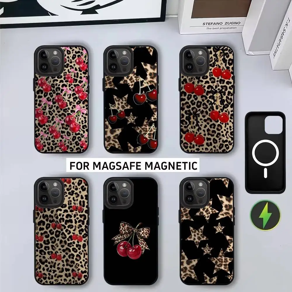 

L-Leopard P-Print C-Cherry Stars Phone Case For iPhone17,16,15,14,13,12,11 Plus,Pro Magnetic For Magsafe Wireless Charging