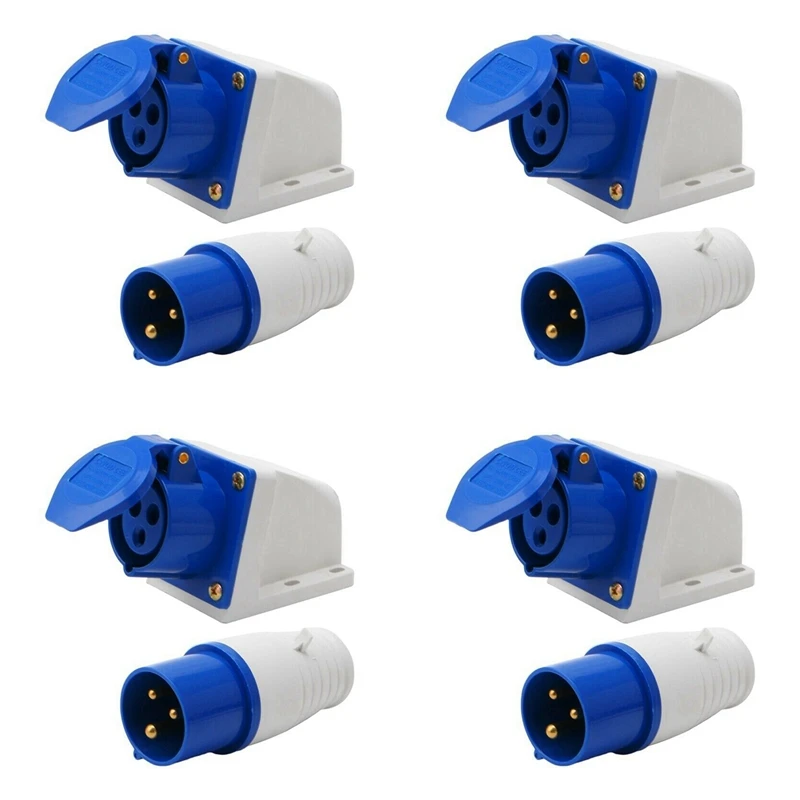 

4X 16 Amp 3 Pin Embedded Connection Waterproof Plug Socket