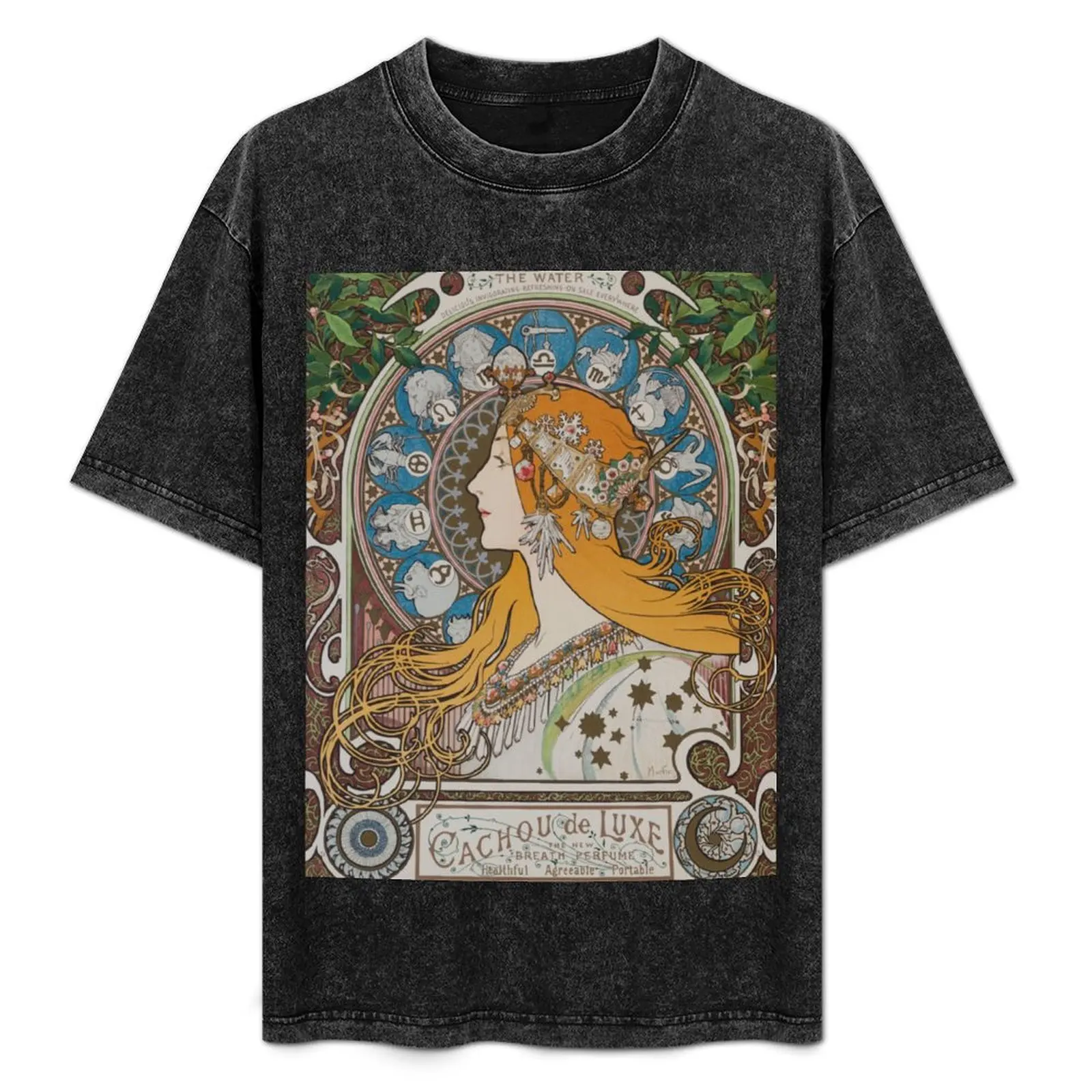 

Zodiac, Mucha 1896 T-Shirt Big Size Short Sleeve Casual Top