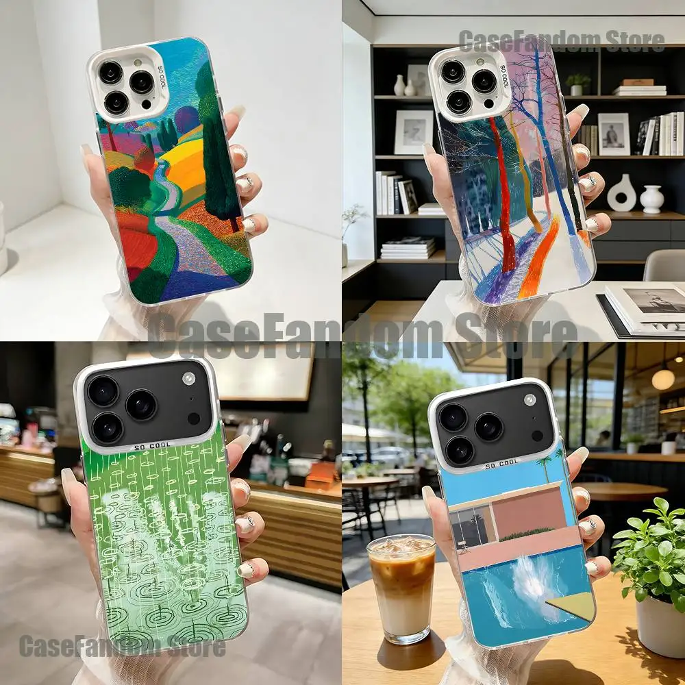 

D-David H-Hockney Art White Matte Shockproof CoverPhone Case For iPhone 17,16,15,14,13,12,11,Pro,XS,Max,Plus,Mini,SE4,E