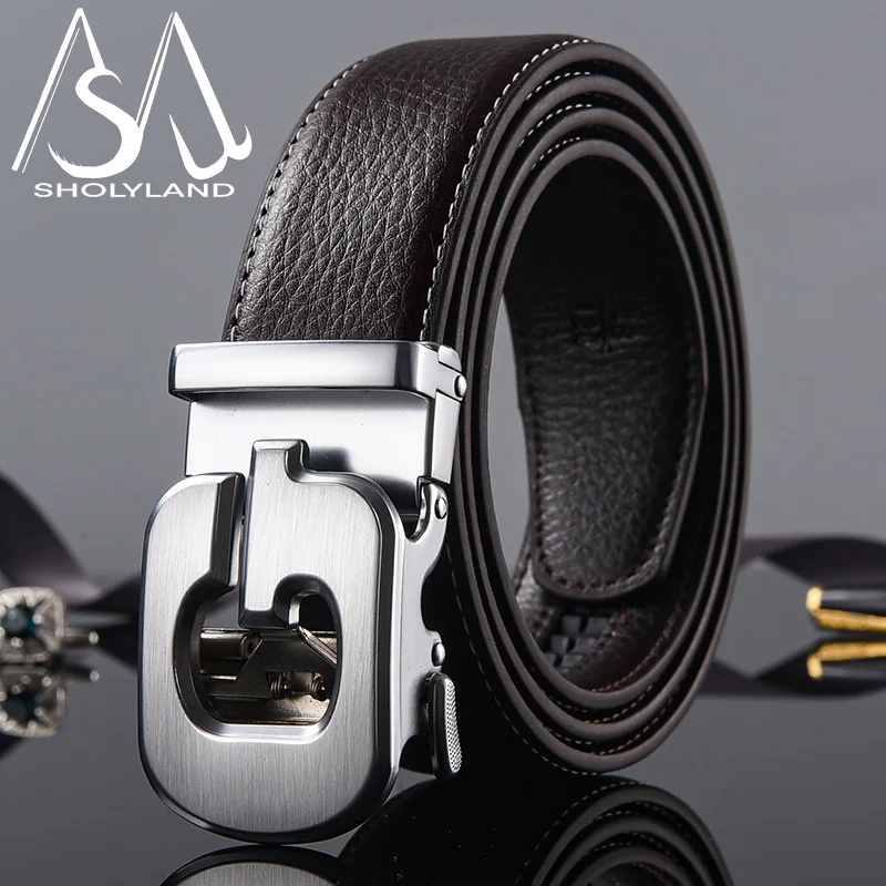 2024 Belt Men\'s Business Men\'s Genuine Leather Letter Automatic Buckle Belt Accessories Belt Western Pants Versatile Decoration