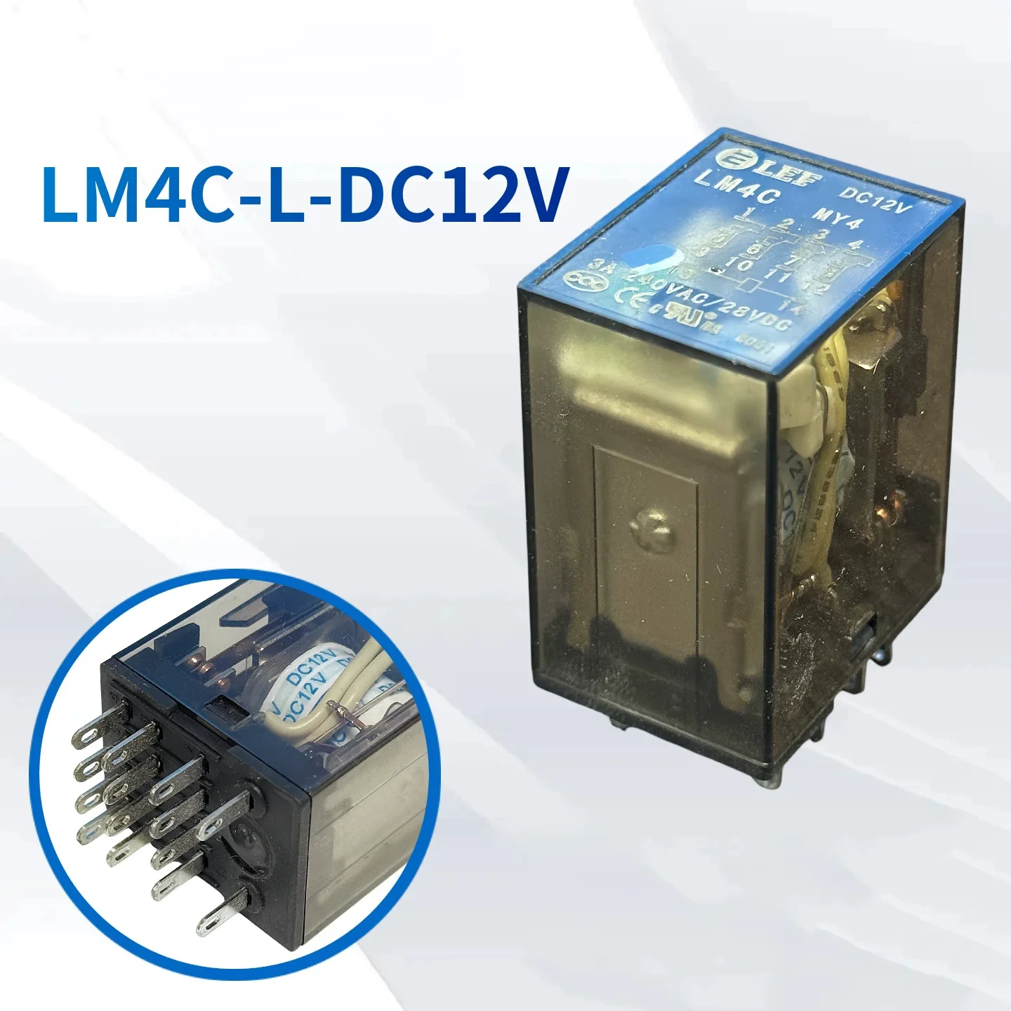 Mini Electromagnetic Intermediate Relay LM4C-L, 4PDT 5A, DC12V DC24V AC220V Industrial Control Relay