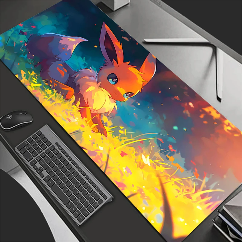 Tappetino per mouse da gioco Tappetino per mouse per computer di grandi dimensioni con chiusura in gomma naturale Stampa HD con bordo Gaming P-Pokemons Tappetino per mouse Eevee XXL