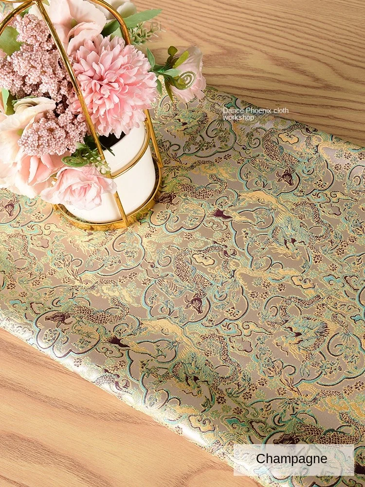 Jacquard Brocade Fabric Champagne Soft Vest Song Brocade Fabric Ethnic Style Apparel Sewing Fabric Cloth Meters Diy Material