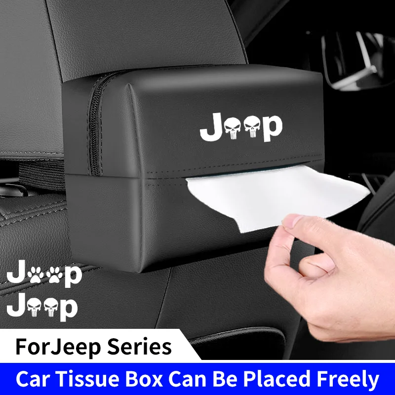 Car Seat Back Tissue Box For Jeep Renegade Compass Wrangler JK JL Grand Cherokee Car Sun Visor Armrest Box Tissue Organizer Bag