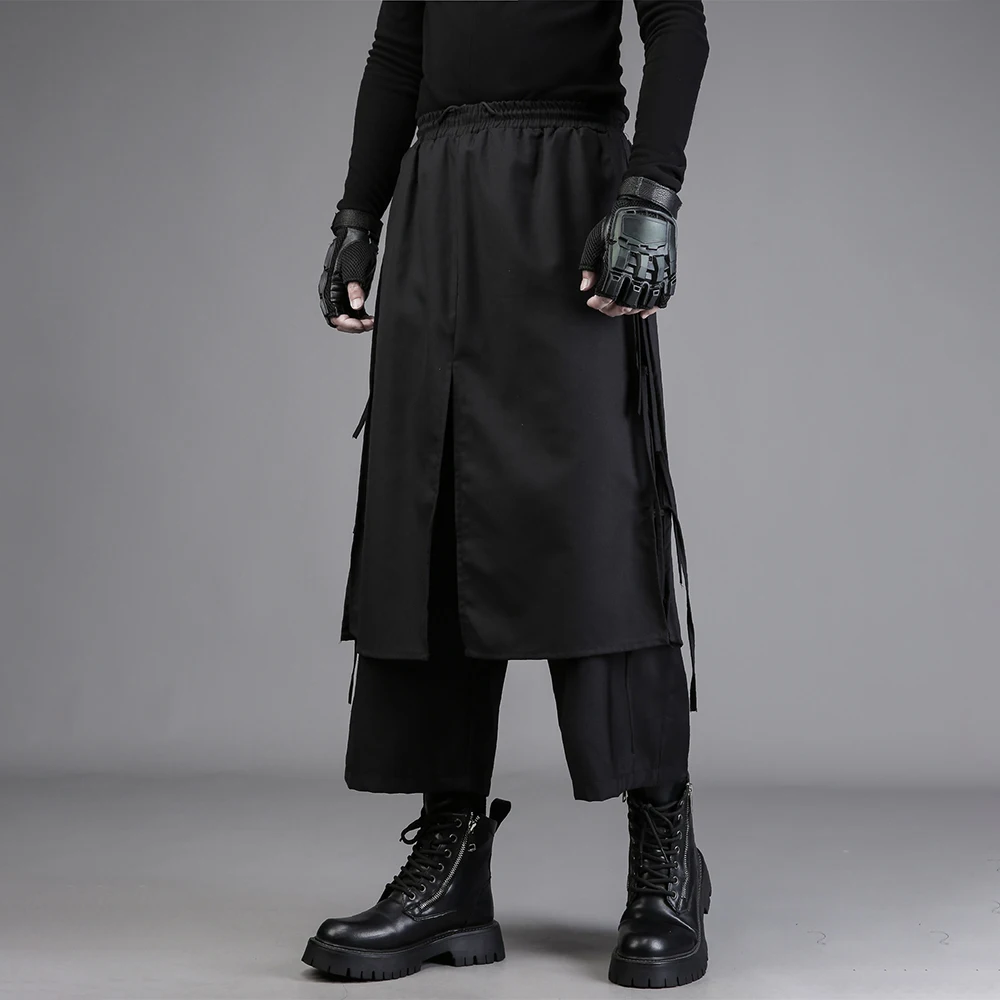 Mens Dark Asymmetric Sash Patchwork Casual Pants Autumn Streetwear Fashion Youth Outdoor Versatile Japanese Casual Trousers 2026