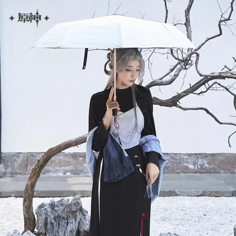 MiHoYo الرسمية Genshin تأثير Shenhe المظلة Shenhe موضوع مظلة قابلة للطي ملحق الديكور تأثيري Doujin هدايا الهالوين