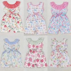 Wholesale Kids Shorts Infant Overalls Floral Rainbow Farm Strawberry Romper Baby Girl Summer Jumpsuit Toddler Children One-piece