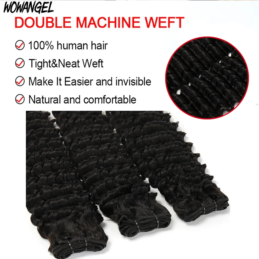 26 28 30 pollici brasiliano onda profonda fasci di tessuto fasci di capelli umani ricci doppia trama fasci di estensione dei capelli 3/4 pezzi capelli Remy