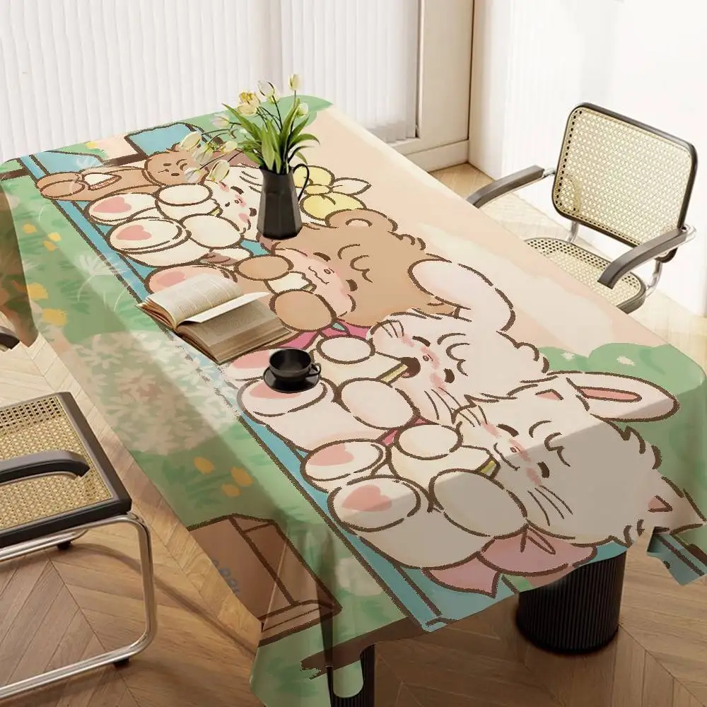 Cat Mikko I-illustrations Waterproof and Oil-proof Tablecloth Bedside Table Dustproof Decorative Cloth Living Coffee Tablecloth