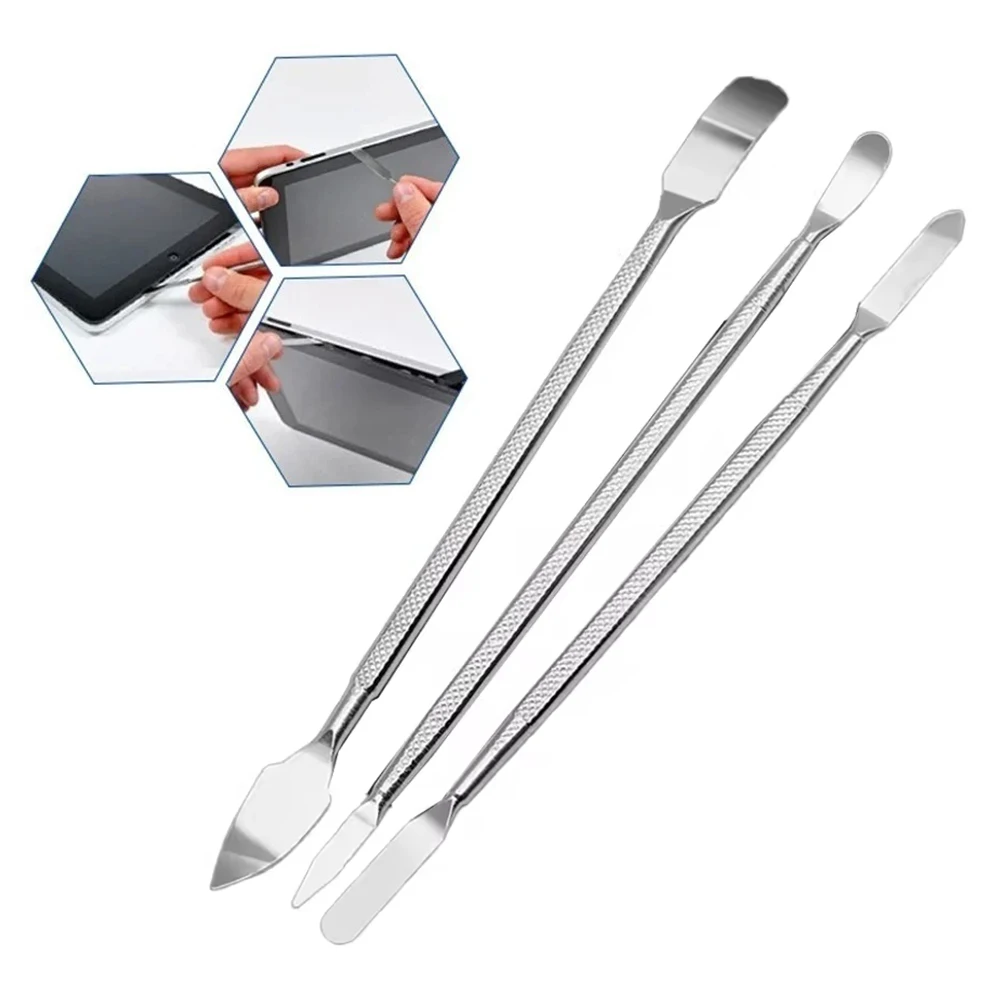3PCS Repair Tool Kit Metal Spudger Set with Opening Pry Tools Blades for Smartphone Tablet PC Laptop Disassembly Maintenance