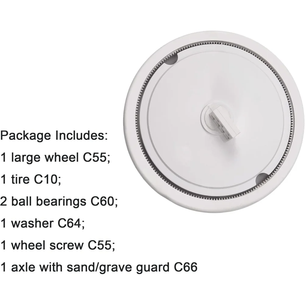 Pool Vacuum Large Wheel Kit C55 with C10 Tire C60 Bearings C66 Axle C55 Screw Washer for Polaris 280 480 Cleaner