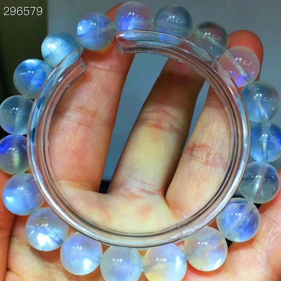 

10.6mm Natural Blue Light Moonstone Clear Round Beads Bracelet Women Men Jewelry Moonstone Beads AAAAA