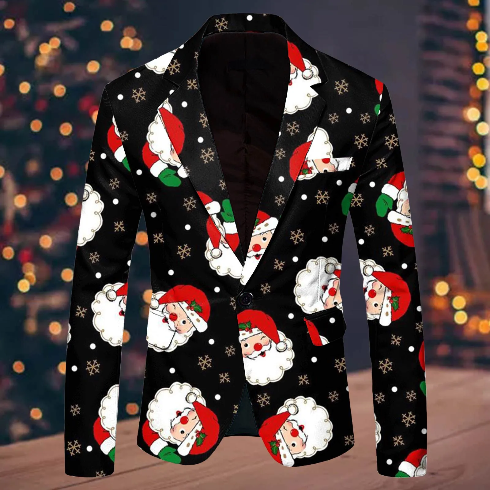 Christmas Series Men Suit Blazer 3D Fun Xmas Printed Men Personality Long Sleeve Jacket New Year Fashion Party Coat