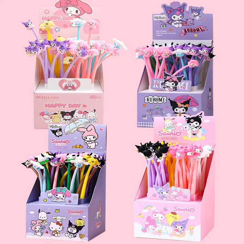 

48pcs Sanrio Gel Pen Cinnamoroll Kuromi My Melody Hello Kitty Student Writing Stationery Signature Pen School Supplies Wholesale