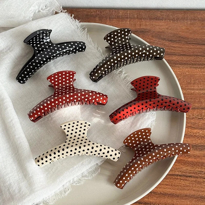 

Заколка для волос из ацетата 11,5 см, в форме драконьей кости, в стиле французского шика, с точечным узором, для зачесывания волос сзади головы, аксессуар для волос ﻿