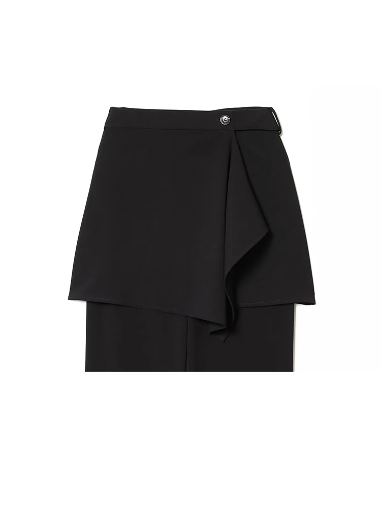 

HH Women New Fashion Belt Decoration Long-Sleeved Solid Lapel Single-breasted Casual Suit Jacket+Skirt Design Straight Leg Pants