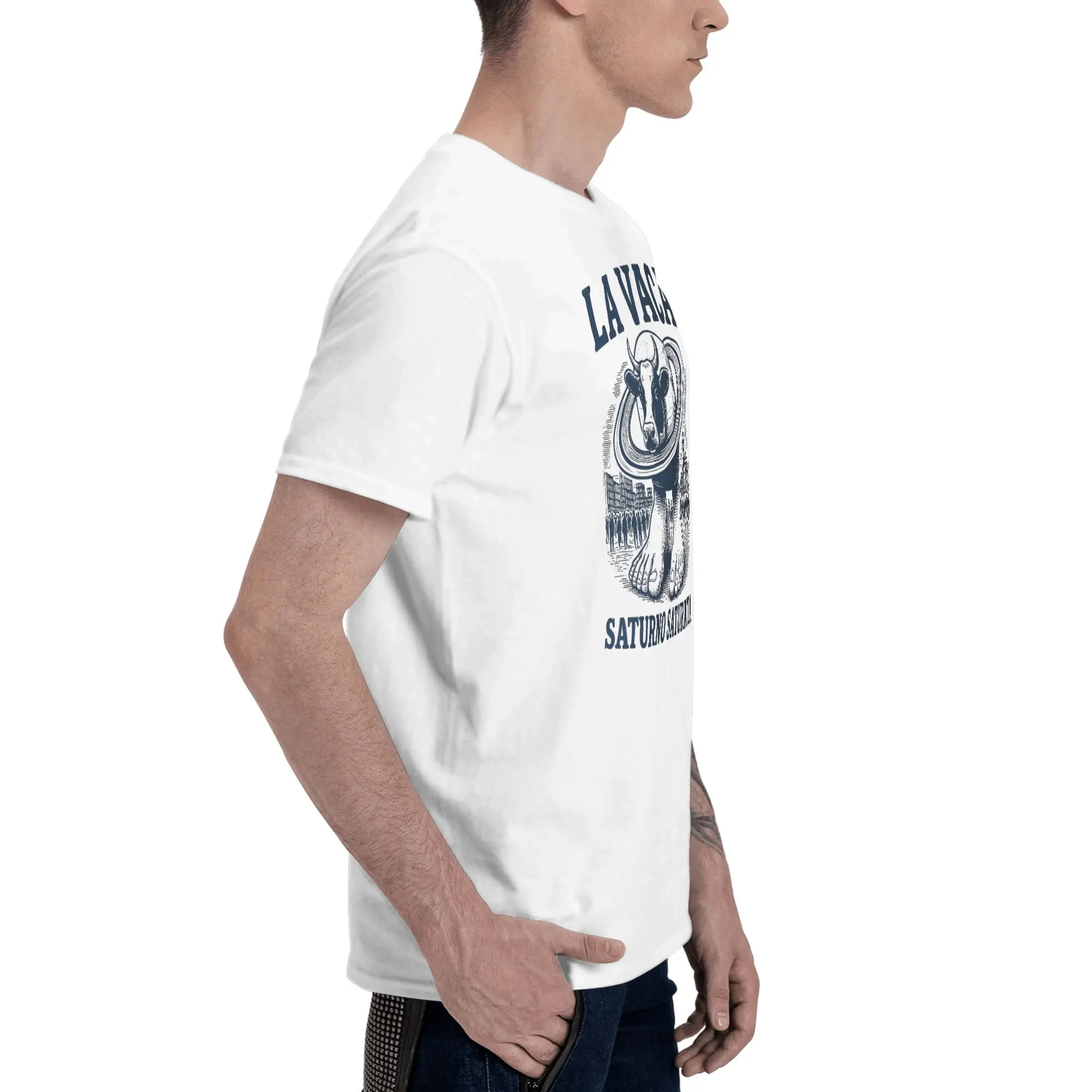 زحل البقرة Brainrot Mem تي شيرت الصيف كوكب Bovin موضة تي شيرت الرجال قميص أبيض بحجم ضخم تي شيرت قصير الأكمام التي شيرت