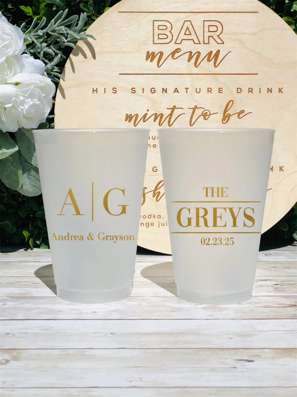 10PCS Custom Frosted Wedding Cups, 5oz, 8oz, 9oz, 10oz, 12oz, 14oz, 16oz, 20oz, 24oz / Personalized Cups, Party Cups, Party Deco