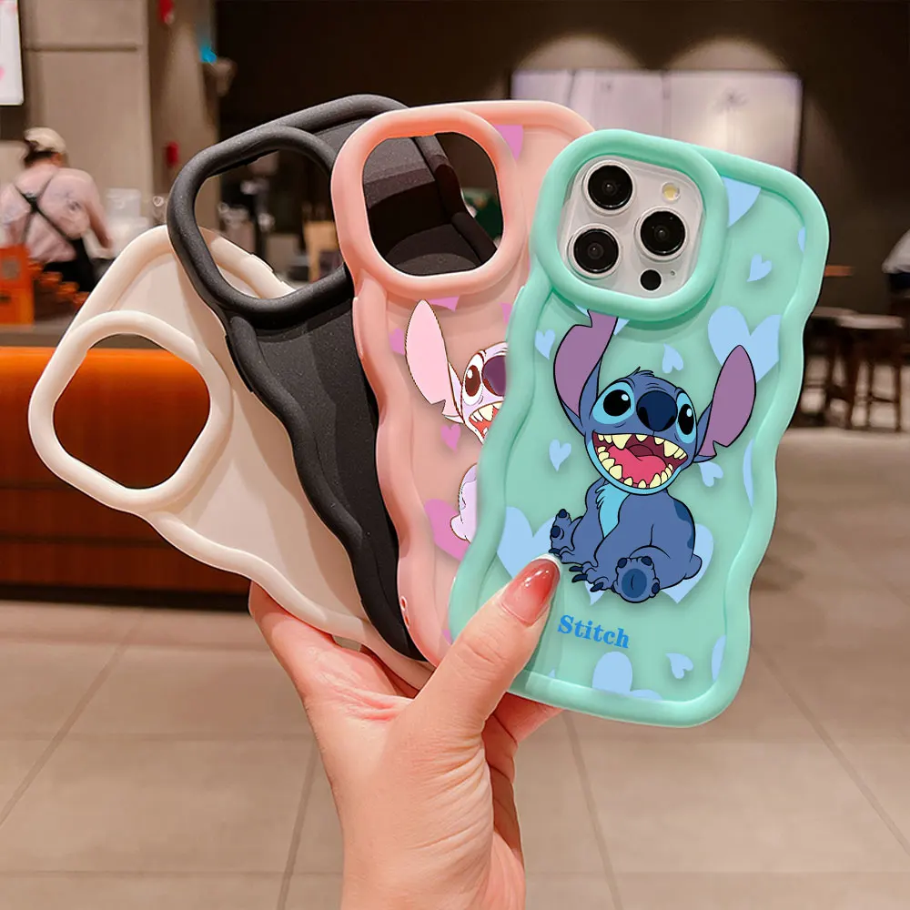 Disney Lilo Stitch Angel 3D Wave Case For REALME 7i 9i 11 12 C21Y C25Y C30 C33 C35 C53 C55 C63 C65 C67 Narzo 50 Case Funda Capa