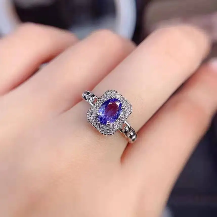 

925 Silver Sterling Amethyst Gemstone Jewelry Ring for Women Fine Anillos De Wedding Bands 925 Sterling Silver Jewlery Anel Box