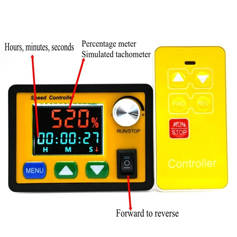 AB42-Forward Reverse 0-100% Adjustable DC 6-55V 20A DC Motor Speed Controller PWM 12V 24V 48V Remote Control