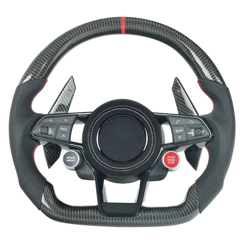 R8 Full Series Carbon Fiber Steering Wheel Modified Flat Bottom Steering Wheel Dual/Quad Button