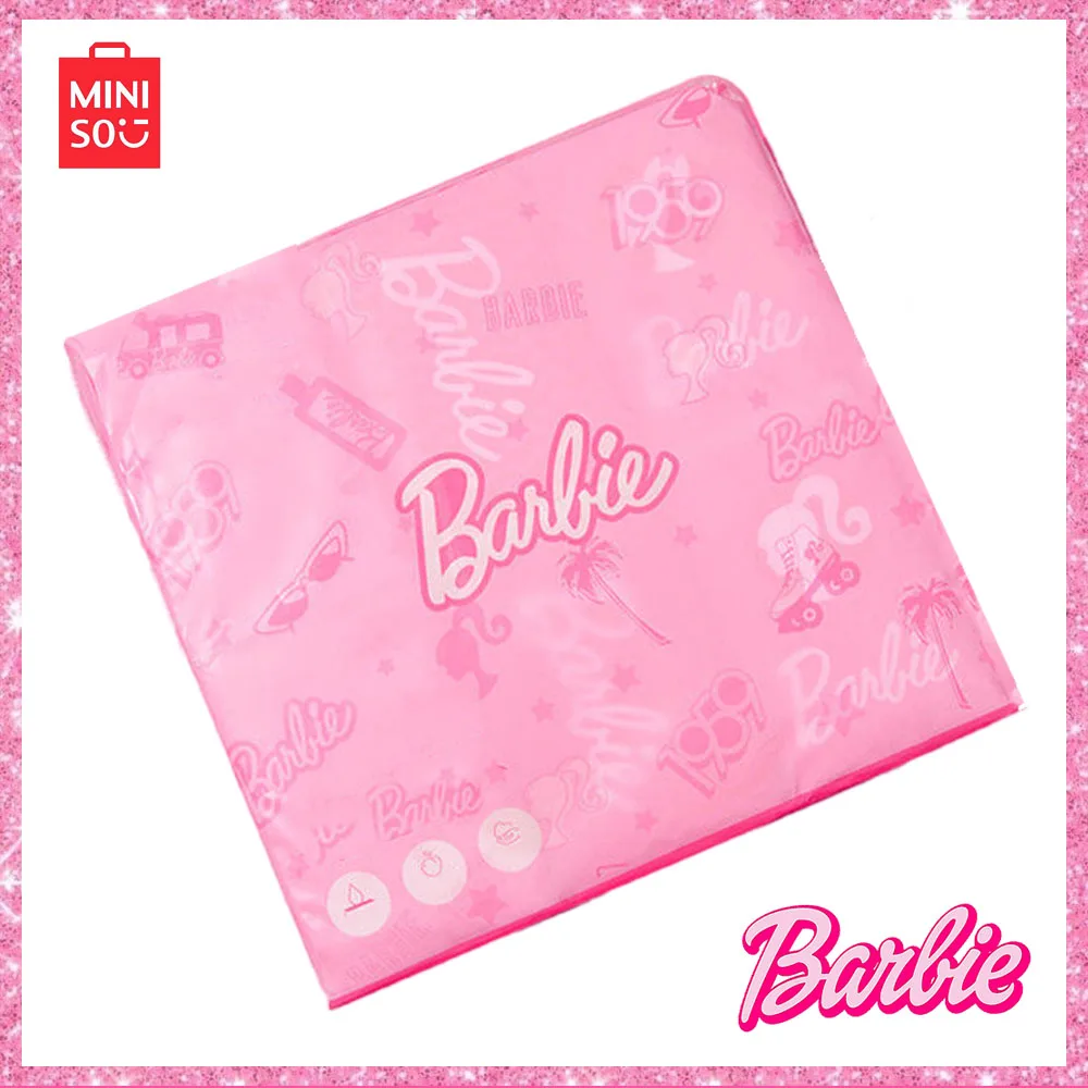 Miniso Barbie Cartoon Printing Pink Lightly Scented Thickened Paper Handkerchiefs Small Pack Easy To Carry Wet and Dry Napkins